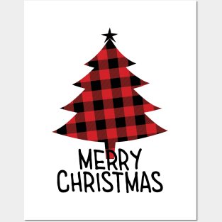 Merry Christmas Tree design, Plaid, Checkered, Christmas Shirt Posters and Art